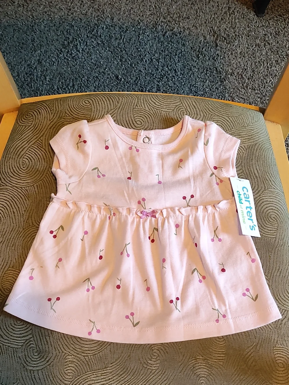 Carter's Child Of Mine Baby Pink Cherry Print Dressy Dress 0-3 Months Old
